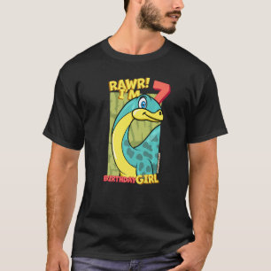 Rawr I m 7 Birthday Girls 7. Geburtstag Dino Apato T-Shirt