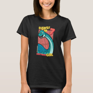 Rawr I m 7 Birthday Girls 7. Geburtstag Dino Bront T-Shirt