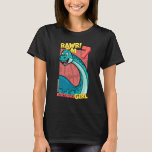 Rawr I m 7 Birthday Girls 7. Geburtstag Dino Bront T-Shirt