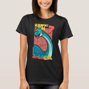 Rawr I m 7 Birthday Girls 7. Geburtstag Dino Bront T-Shirt