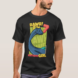 Rawr I m 7 Birthday Girls 7. Geburtstag Dino Quaes T-Shirt