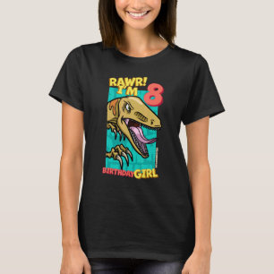 Rawr I m 8 Birthday Girls 8. Geburtstag Dino Veloc T-Shirt