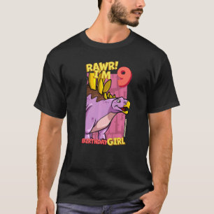 Rawr I m 9 Birthday Girls 9. Geburtstag Dino Kentr T-Shirt