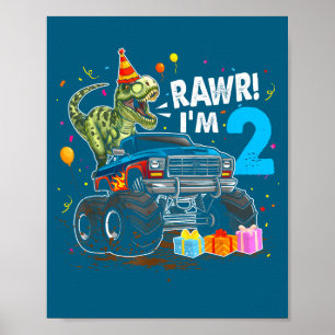 Rawr ich bin 2 2. Geburtstag T-Rex Dinosaurier Lus Poster