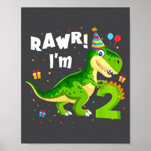 Rawr ich bin 2 2. Geburtstag T Rex Dinosaurier Lus Poster
