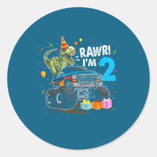 Rawr ich bin 2 2. Geburtstag T Rex Dinosaurier Lus Runder Aufkleber