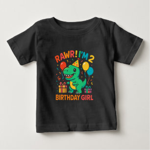 Rawr ich bin 2 Dinosaurier Geburtstagskind Baby T-shirt