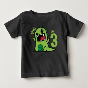 Rawr ich bin 3, 3. Geburtstags-Dinosaurier-Shirt Baby T-shirt