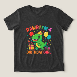 Rawr Ich bin 4 Dinosaurier Geburtstagskarl Tri-Blend Shirt