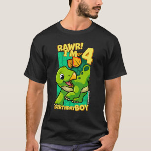 Rawr Ich bin 4 Geburtstagskinder 4. Geburtstag Din T-Shirt