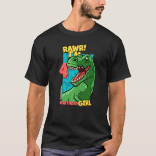 Rawr ich bin 4 Geburtstagsmädchen 4. Geburtstag Di T-Shirt