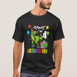 Rawr Ich bin 4 Jahre alt 4. Geburtstag Boy Dinosau T-Shirt