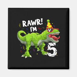 Rawr ich bin 5 5. Geburtstag T Rex Dinosaurier Lus Magnet