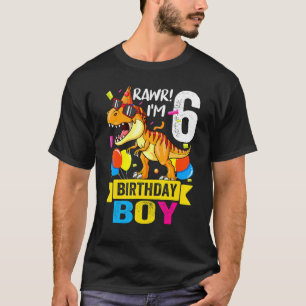 Rawr Ich bin 6 6. Geburtstag Dinosaurier Boys Dino T-Shirt