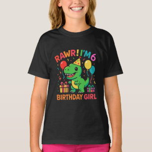 Rawr Ich bin 6 Dinosaurier Geburtstagskarl T-Shirt