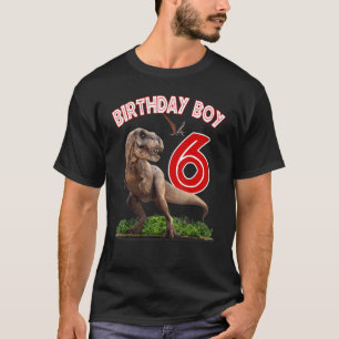Rawr ich bin 6 Dinosauriers Geburtstagsjunge 6 Jah T-Shirt