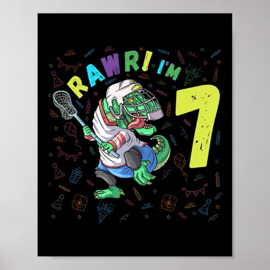 Rawr Ich bin 7 Dinosaur T-rex 7 Jahre Junge Geburt Poster (Vorne)