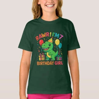 Rawr Ich bin 7 Dinosaurier Geburtstagskarl T-Shirt