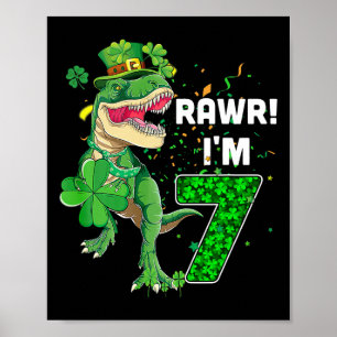 Rawr ich bin 7 Geburtstagsjahre alt 2015 T Rex Din Poster