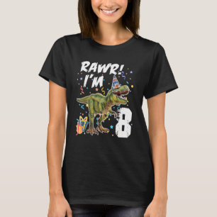 Rawr Ich bin 8 Geburtstag Rex Dinosaurier Party fü T-Shirt