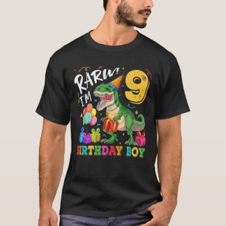 Rawr Ich bin 9 Geburtstag Boy Dinosaur T Rex 9th B T-Shirt