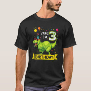 Rawr Ich bin der Geburtstag 3 Jahre alte Dinosauri T-Shirt