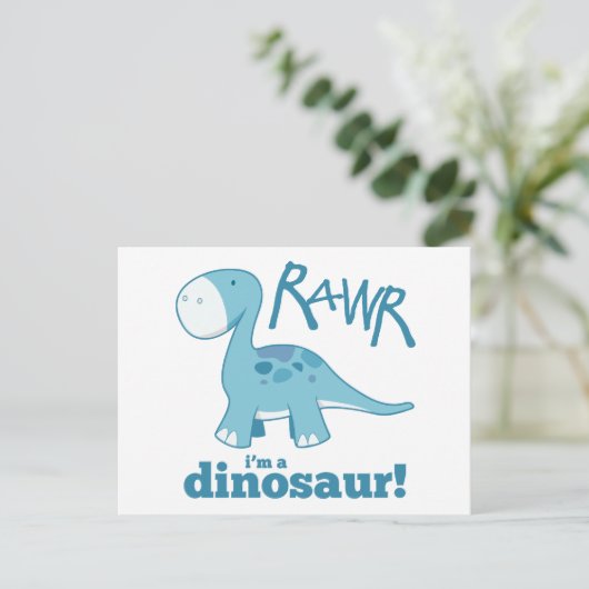 RAWR Ich bin ein Dinosaurier Diplodocus Postkarten (Stehend Vorderseite)