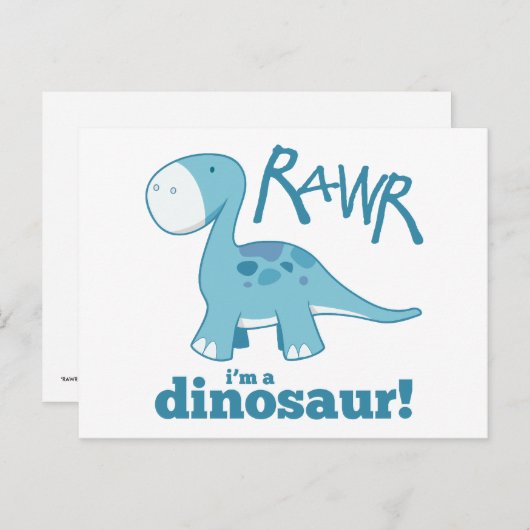 RAWR Ich bin ein Dinosaurier Diplodocus Postkarten (Vorne/Hinten)