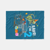 Rawr I'm 2 2nd Birthday T Rex Dinosaur Funny Party Fleecedecke (Vorderseite (Horizontal))