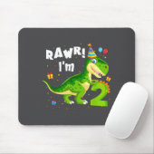 Rawr I'm 2 2nd Birthday T Rex Dinosaur Funny Party Mousepad (Mit Mouse)