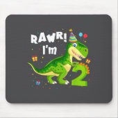 Rawr I'm 2 2nd Birthday T Rex Dinosaur Funny Party Mousepad (Vorne)