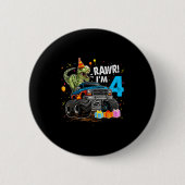 Rawr I'm 4 4th Birthday T Rex Dinosaur Funny Party Button (Vorderseite)