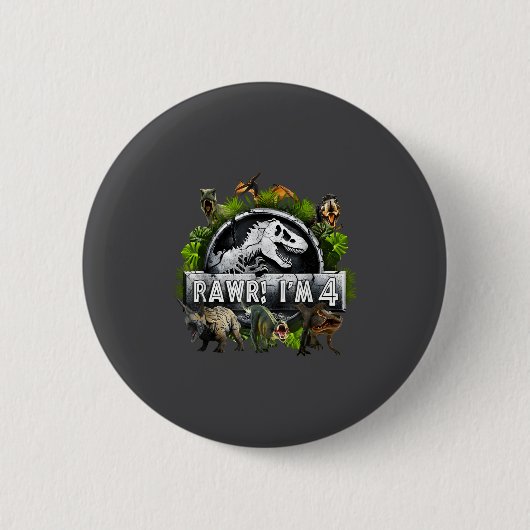 Rawr I'm 4 4th Birthday T Rex Dinosaur Funny Party Button (Vorderseite)