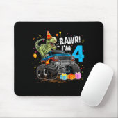 Rawr I'm 4 4th Birthday T Rex Dinosaur Funny Party Mousepad (Mit Mouse)