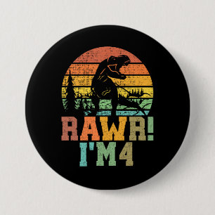 Rawr Im 4 Dinosaur T Rex 4 Jahre alt Button