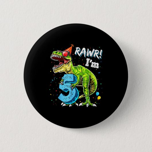 Rawr I'm 5 5th Birthday T Rex Dinosaur Funny Party Button (Vorderseite)