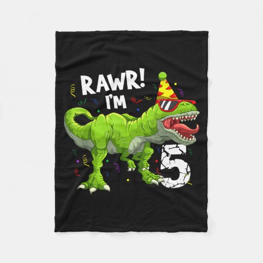 Rawr I'm 5 5th Birthday T Rex Dinosaur Funny Party Fleecedecke (Vorderseite)