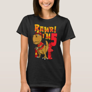 Rawr Im 5 Dinosaur Feuerwehrmann 5th Birthday Boy T-Shirt