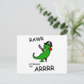 RAWR ist Dinosaurier für ARRR (Pirate Dinosaurier) Postkarte (Stehend Vorderseite)