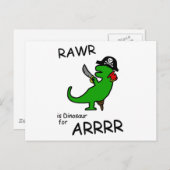 RAWR ist Dinosaurier für ARRR (Pirate Dinosaurier) Postkarte (Vorne/Hinten)
