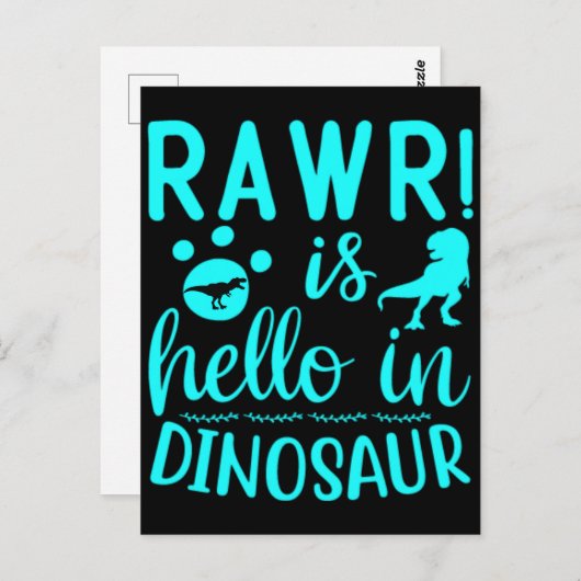 Rawr! Ist Hello in Dinosaur Postkarte (Vorne/Hinten)