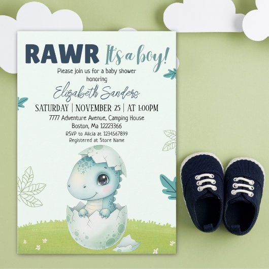 Rawr It’s a Boy Dinosaur Baby Shower Invitation Einladung