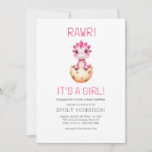 Rawr It's a Girl Cute Dinosaur Baby Shower Einladung (Vorderseite)