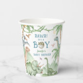 Rawr Junge Dinosaurier-Baby-Party Pappbecher (Rückseite)