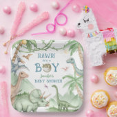 Rawr Junge Dinosaurier-Baby-Party  Pappteller (Party)