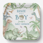 Rawr Junge Dinosaurier-Baby-Party  Pappteller (Vorderseite)
