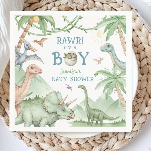 Rawr Junge Dinosaurier Baby Shower Papier Serviette