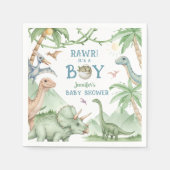 Rawr Junge Dinosaurier Baby Shower Papier Serviette (Vorderseite)