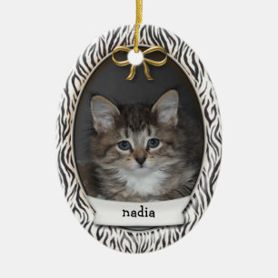 Rawr! Kitty's erste weihnachtliche schwarze Tierst Keramikornament