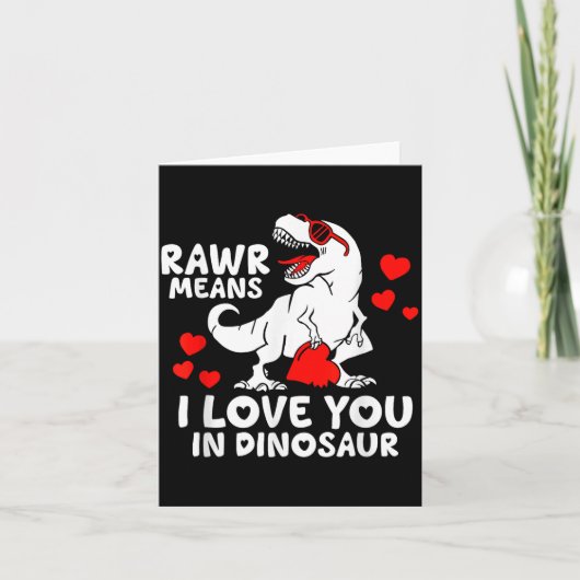 Rawr Means I Love You In Dinosaur Valentine’s Day Karte (Vorderseite)